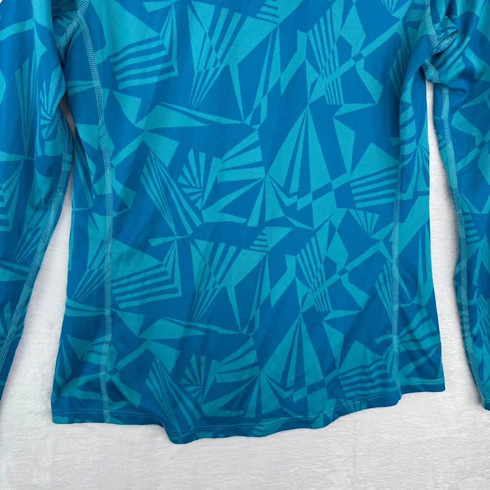 Nike Womens Dri-FIT‎ Running Half-Zip Pullover Teal Geometric Shard Size M